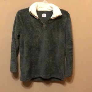 Grey & White Sherpa Pullover